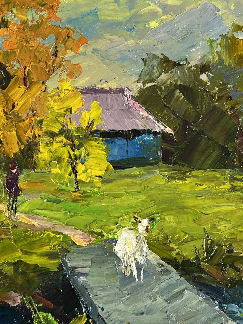 Oil painting A village among the autumn forest Boris Serdyuk - 7