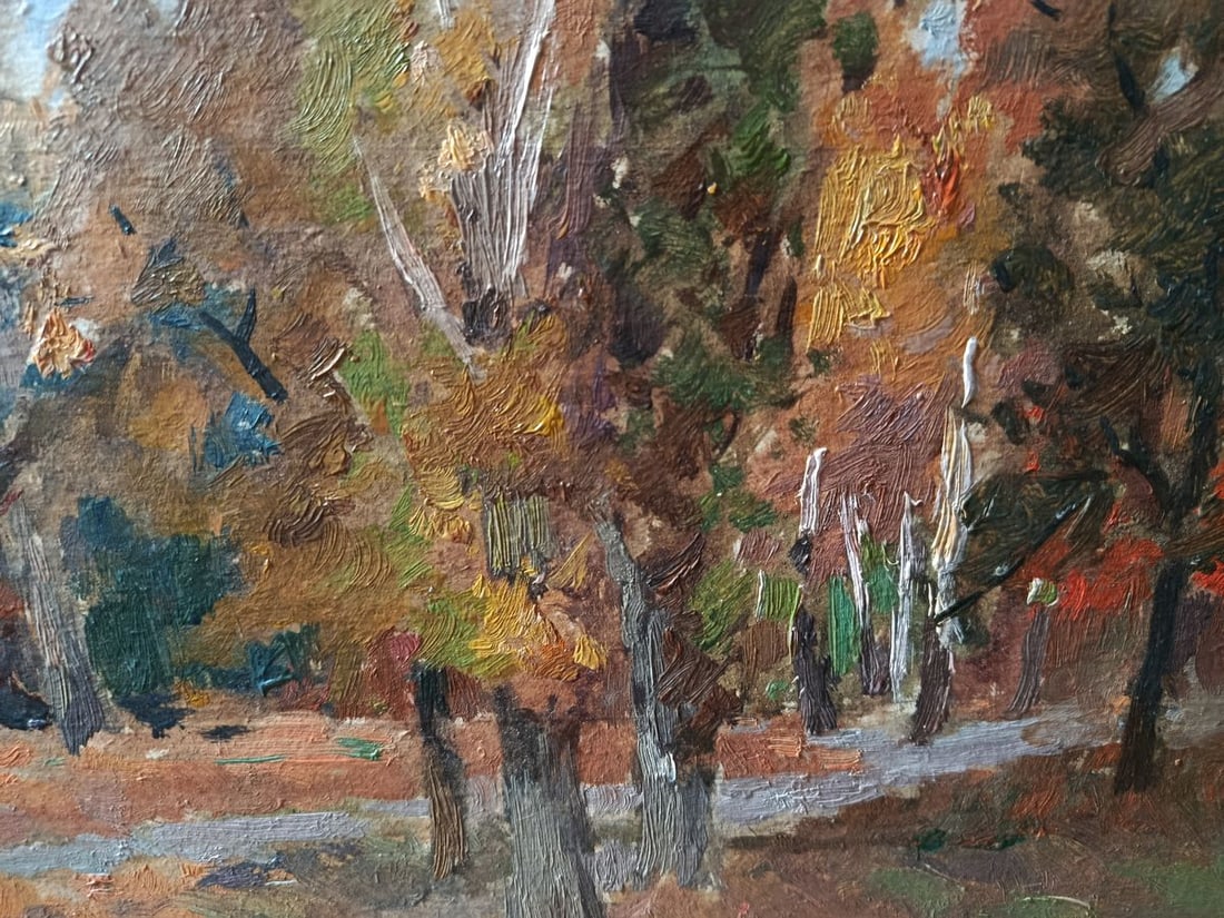 Oil painting Autumn forest path Unknown artist - 6