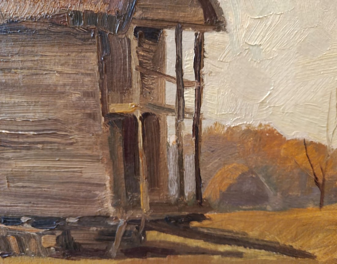 Oil painting A mill in an autumn field Unknown artist - 7