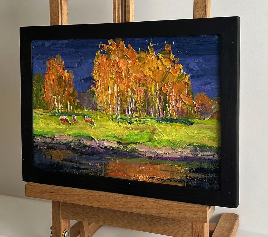 Oil painting Autumn on the shore river Boris Serdyuk - 2