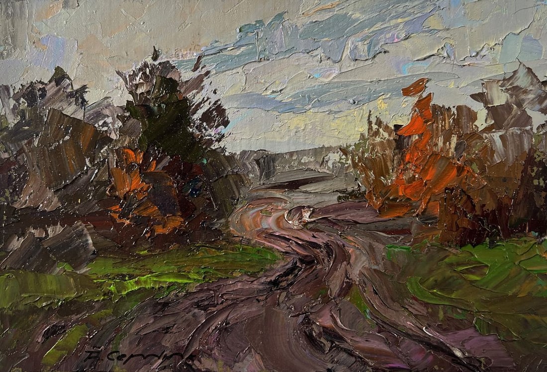 Oil painting Road to the autumn forest Boris Serdyuk - 3