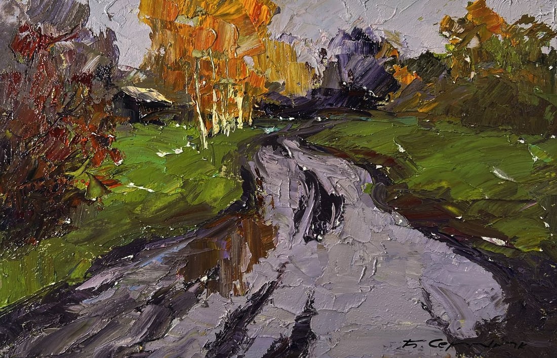 Oil painting Rainy day road Boris Serdyuk - 3