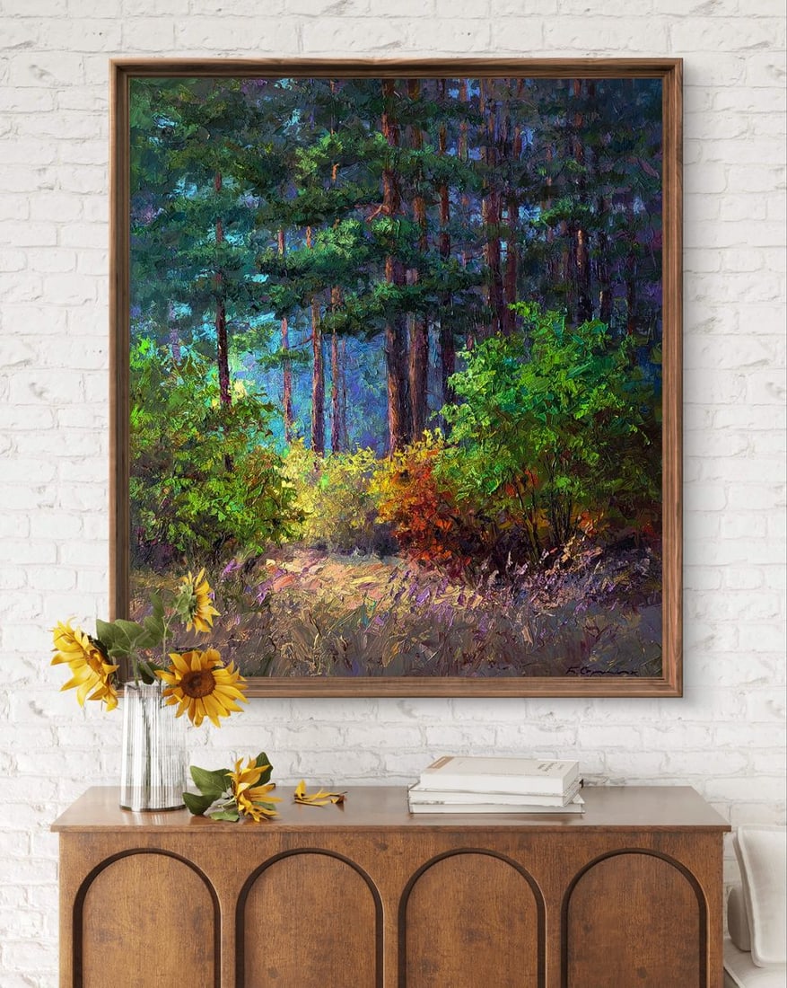 Oil painting The beginning of autumn in the forest Boris Serdyuk - 2