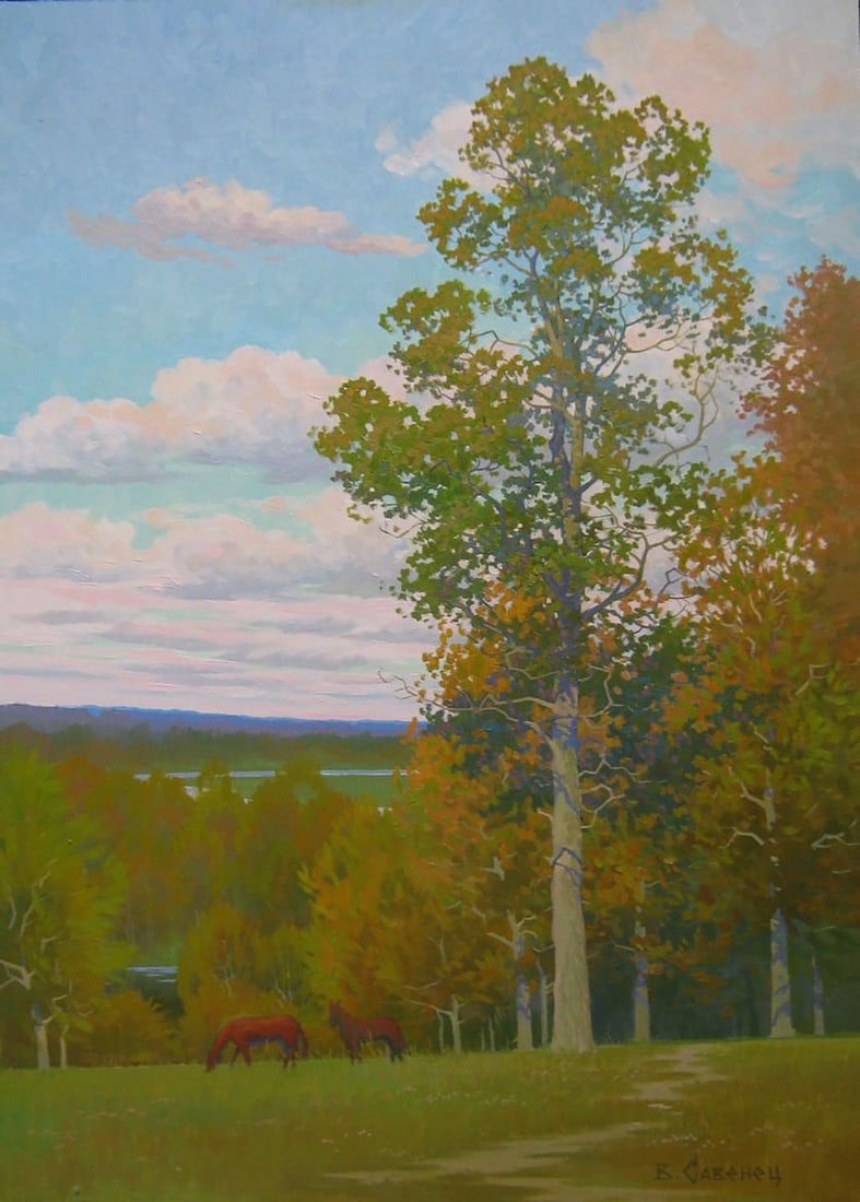 Oil painting Autumn meadows with horses Valery Savenets (1 of 6)