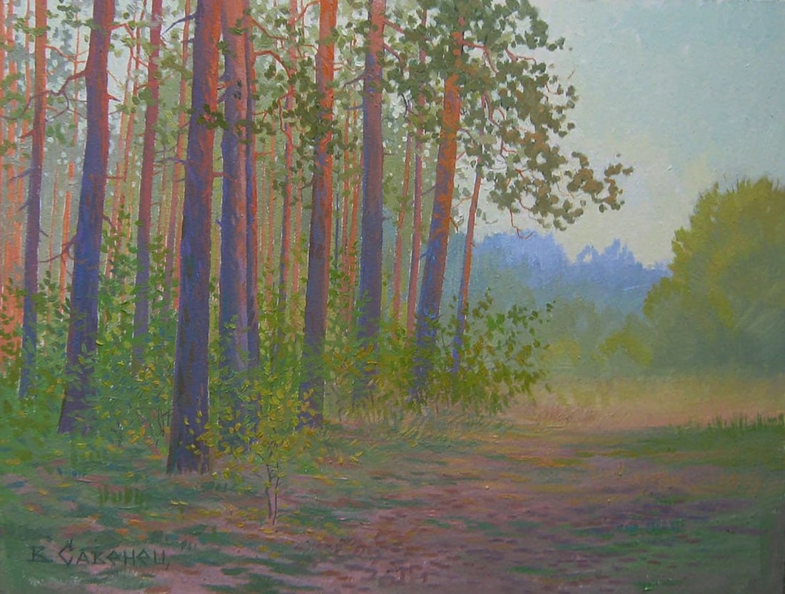 Oil painting Autumn morning in the forest Valery Savenets: Title: Oil painting Autumn morning in the forest Valery Savenets Description: No.Sav 384*** ABOUT THIS PAINTING **** TITLE: "Autumn morning in the forest"* ARTISTS: Valery Savenets* SIZE: 26x34 cm/'10