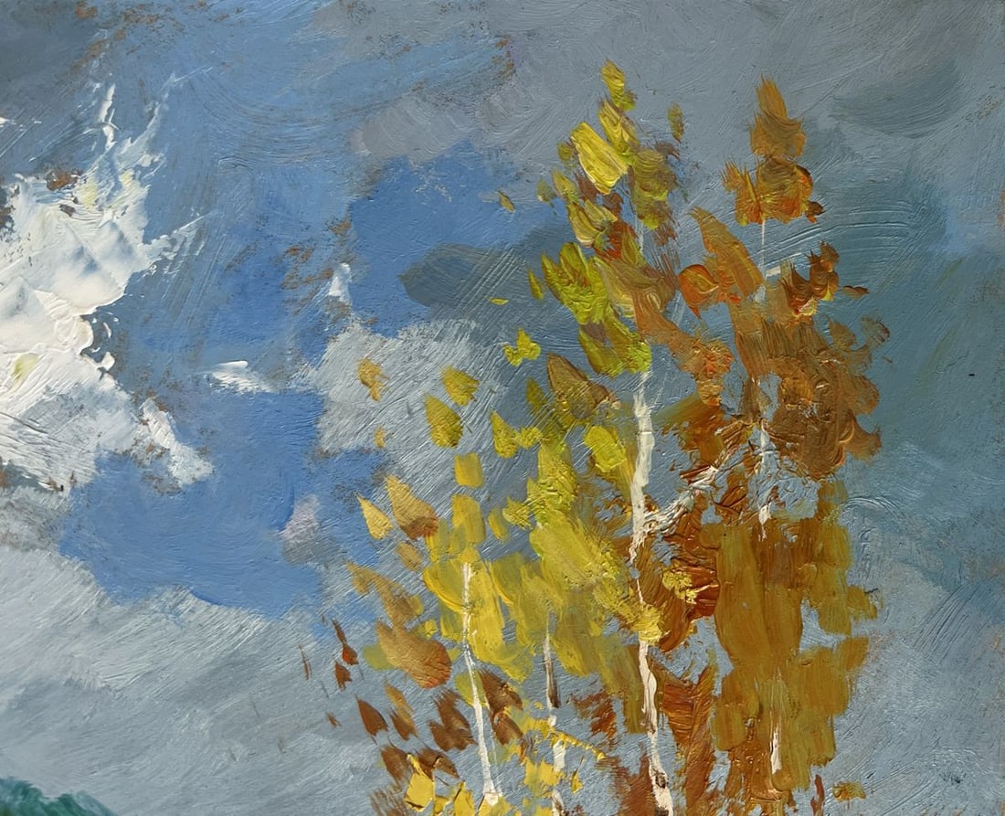 Oil painting Autumn trail with fallen leaves Yuriy Suprunchuk - 5