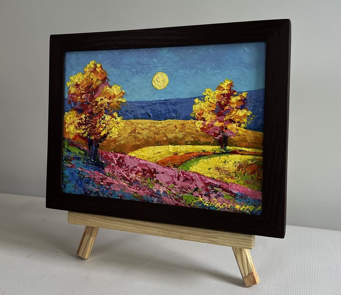 Oil painting Two trees in a field V. Zadorozhnya - 2