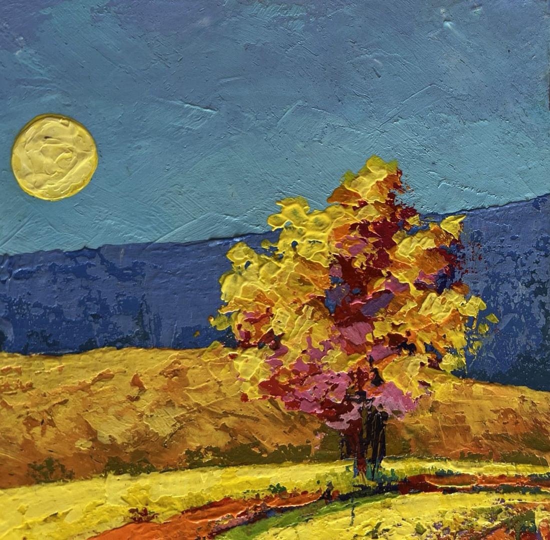 Oil painting Two trees in a field V. Zadorozhnya - 4