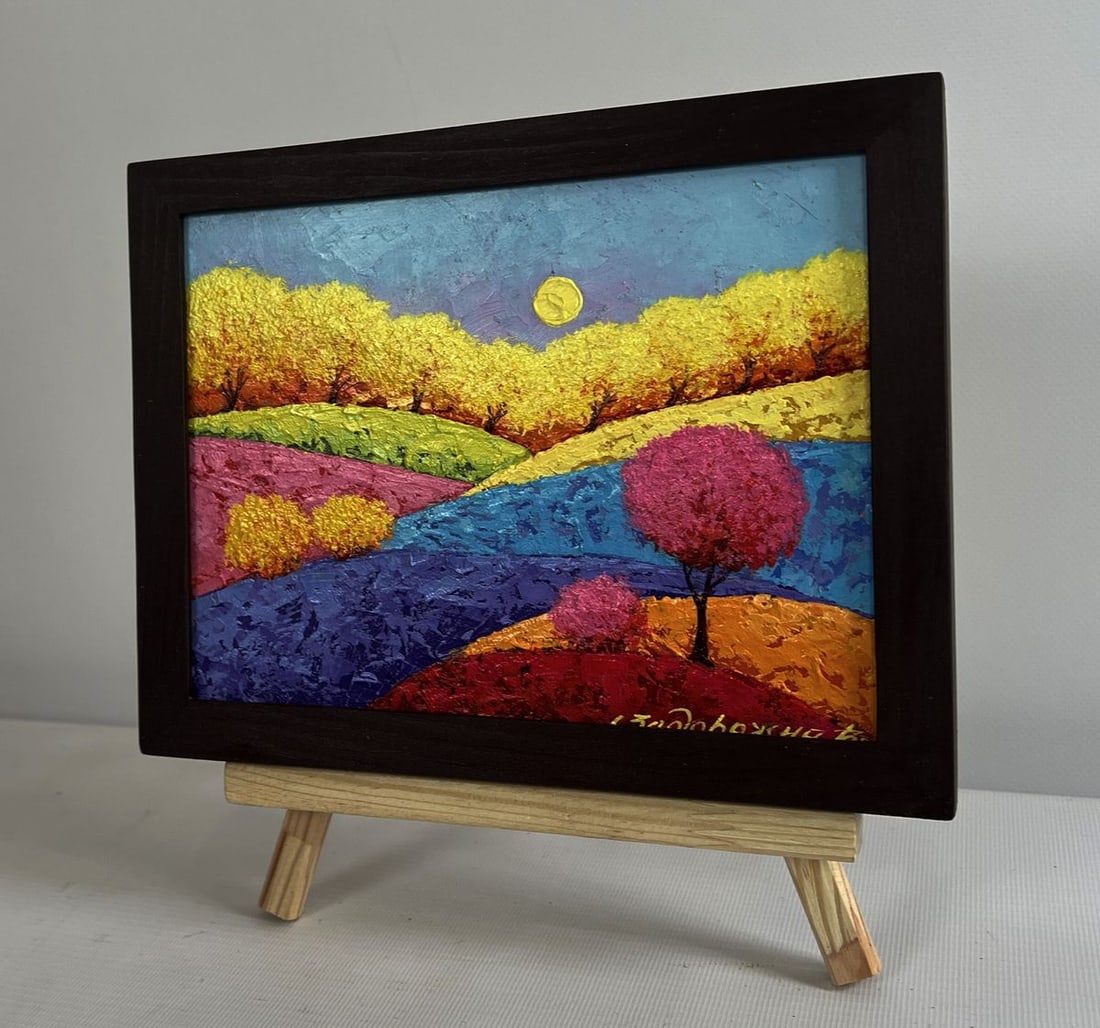 Oil painting Autumn forest in the light of fading day V. Zadorozhnya - 2