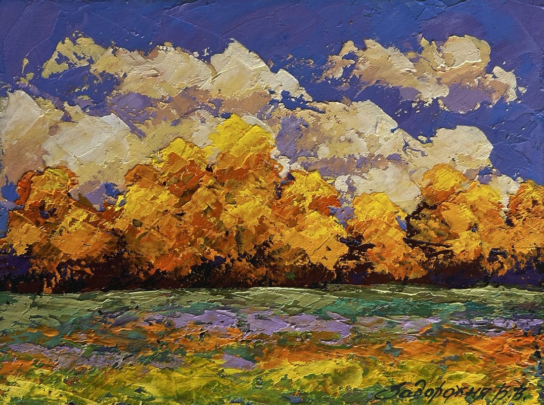 Oil painting Sunset colors of autumn nature V. Zadorozhnya - 3