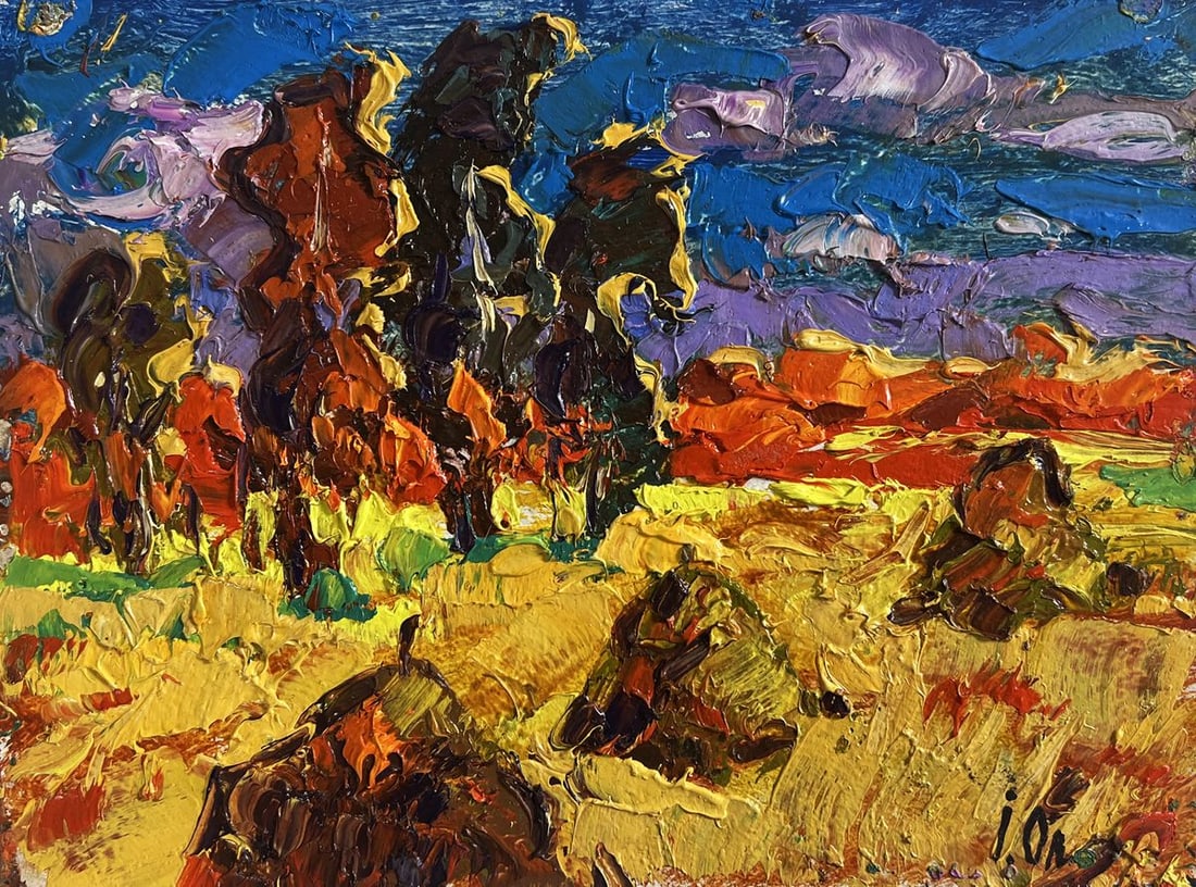 Oil painting The sun sets in the field Alex Kalenyuk - 3