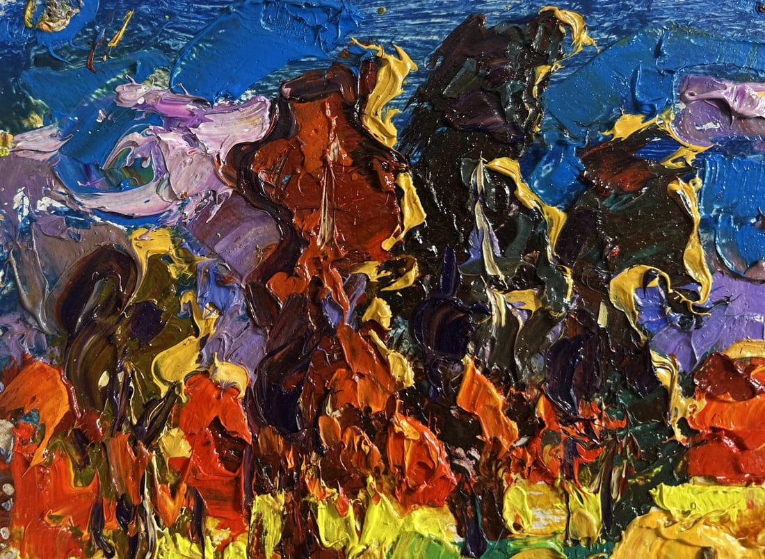 Oil painting The sun sets in the field Alex Kalenyuk - 6