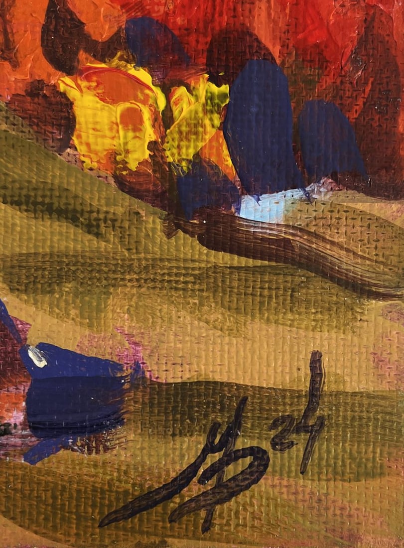 Acrylic painting Autumn colours in the village Mykhailo Patskan - 9