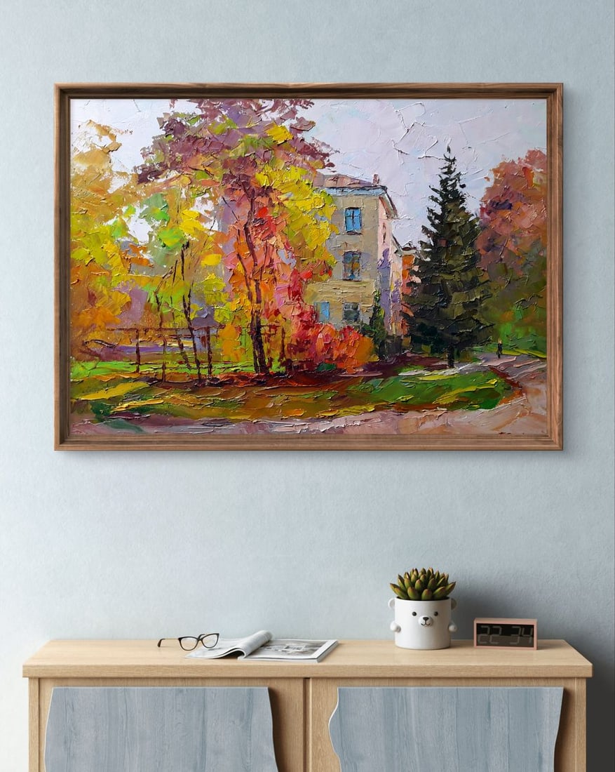 Oil painting Cityscape with autumn Boris Serdyuk - 3