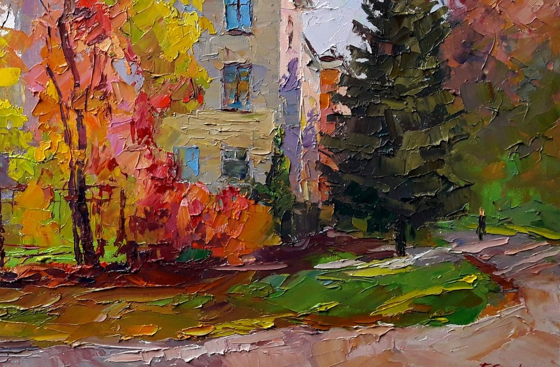 Oil painting Cityscape with autumn Boris Serdyuk - 7