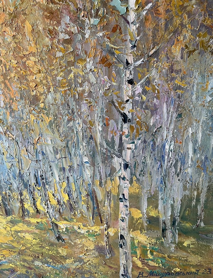 Oil painting Autumn birch grove V. Mishurovsky - 4
