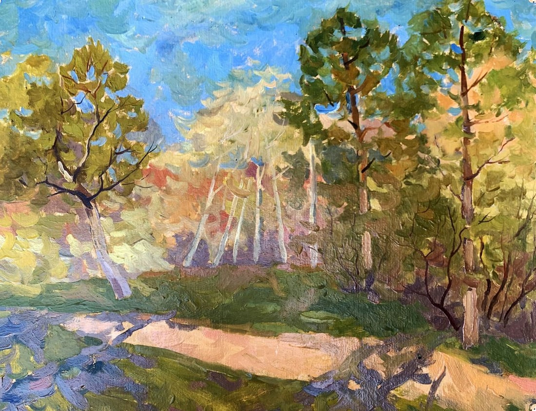 Oil painting Forest smell Peter Tovpev: Title: Oil painting Forest smell Peter Tovpev Description: No.AAA3394"Forest Smell" is an evocative oil painting that captures the sensory experience of walking through a vibrant, sunlit forest. The a