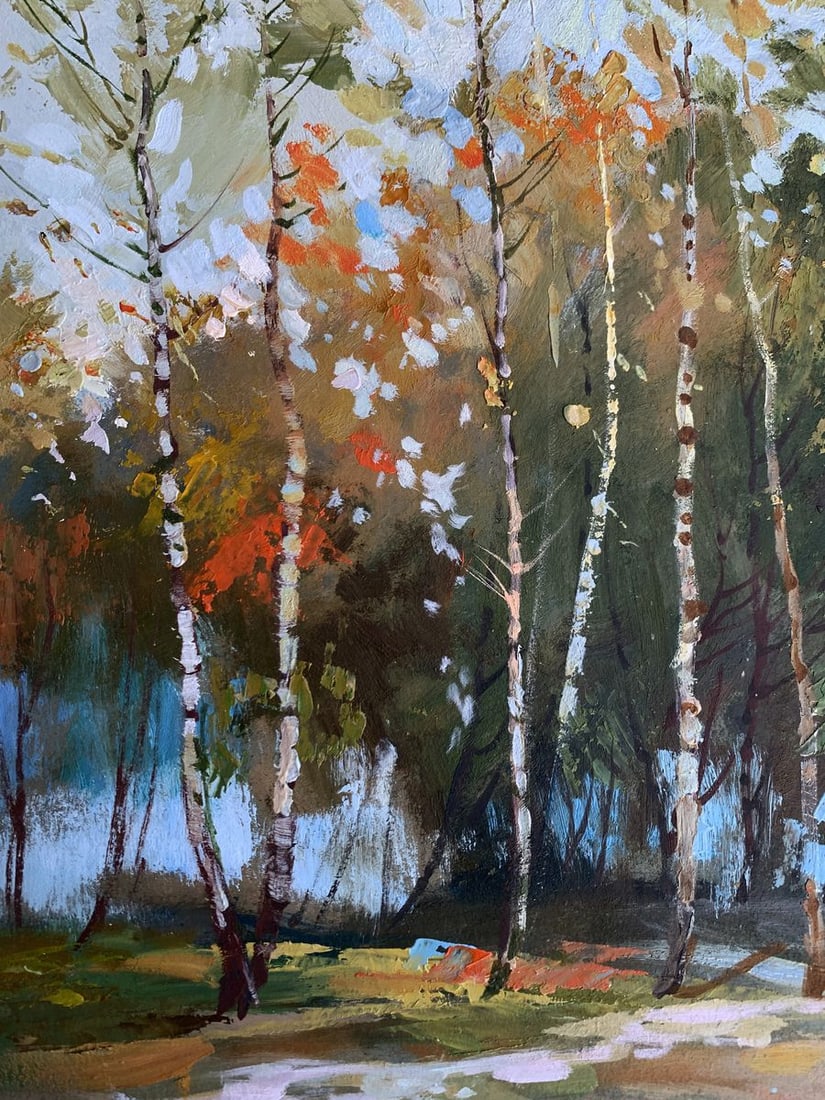 Oil painting Birch autumn forest Yuriy Suprunchuk - 10
