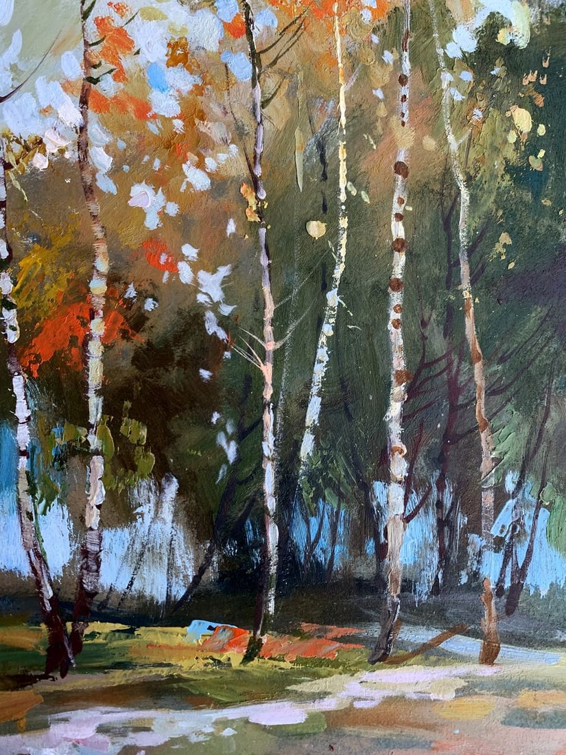 Oil painting Birch autumn forest Yuriy Suprunchuk - 11