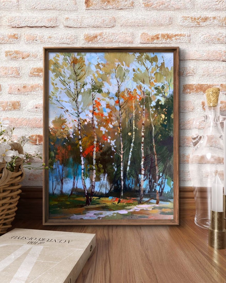 Oil painting Birch autumn forest Yuriy Suprunchuk - 2