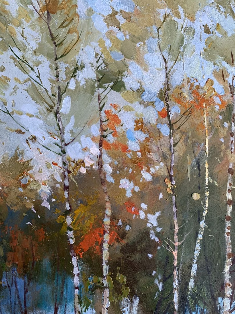 Oil painting Birch autumn forest Yuriy Suprunchuk - 4