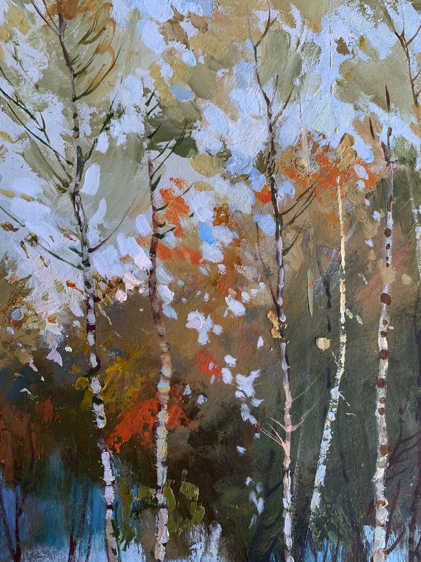 Oil painting Birch autumn forest Yuriy Suprunchuk - 5