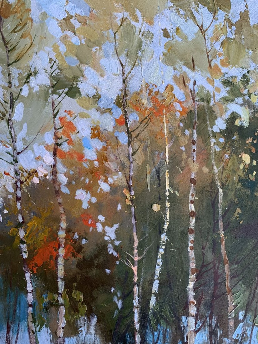 Oil painting Birch autumn forest Yuriy Suprunchuk - 6