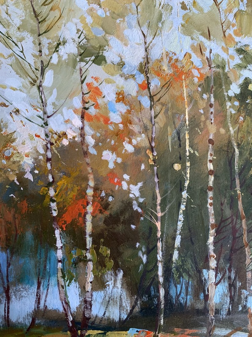 Oil painting Birch autumn forest Yuriy Suprunchuk - 7