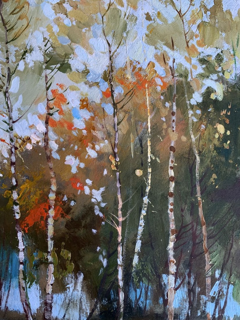 Oil painting Birch autumn forest Yuriy Suprunchuk - 8