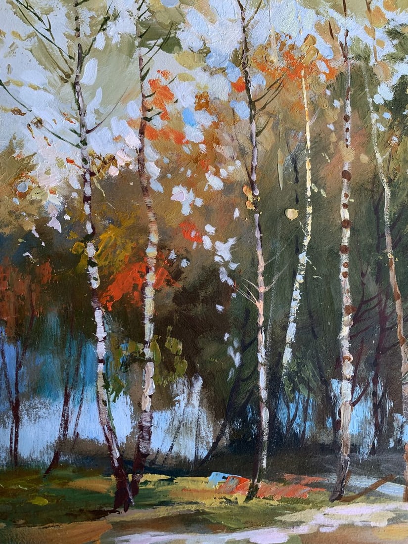 Oil painting Birch autumn forest Yuriy Suprunchuk - 9