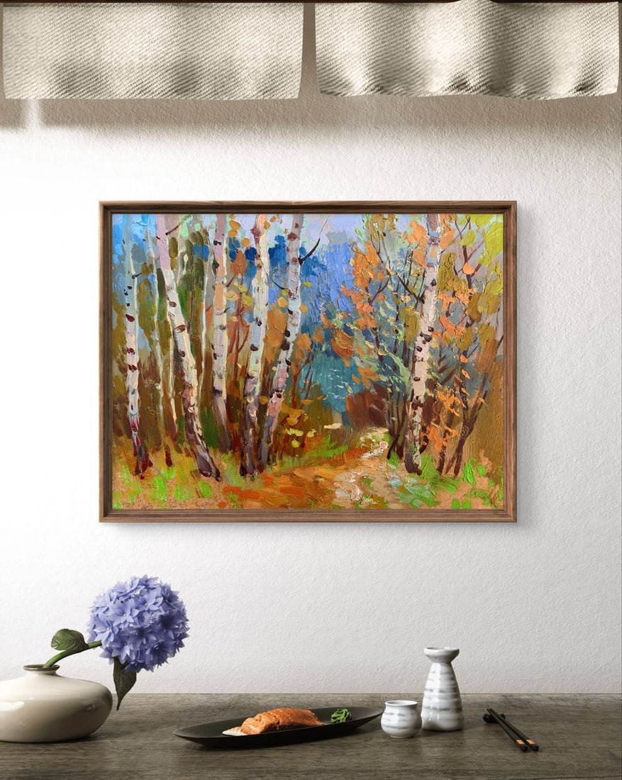 Oil painting Autumn birch grove Yuriy Suprunchuk - 3
