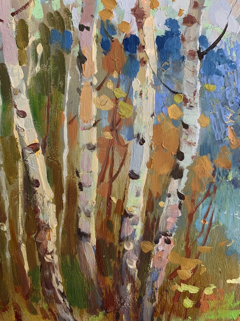 Oil painting Autumn birch grove Yuriy Suprunchuk - 4
