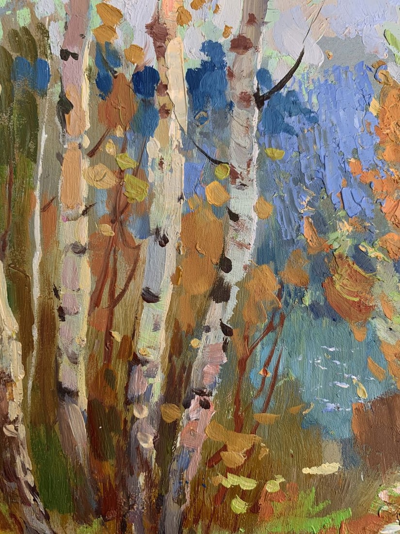 Oil painting Autumn birch grove Yuriy Suprunchuk - 5