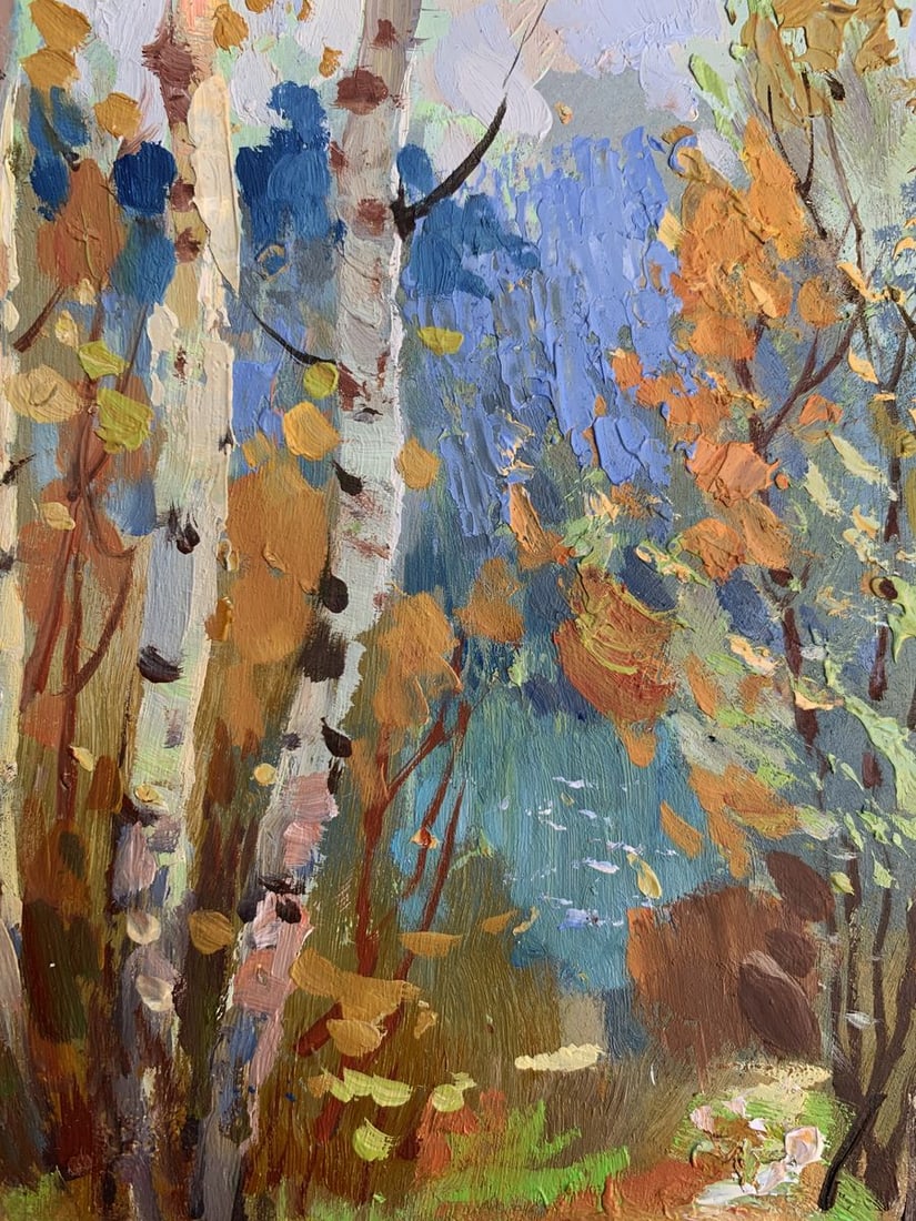 Oil painting Autumn birch grove Yuriy Suprunchuk - 6