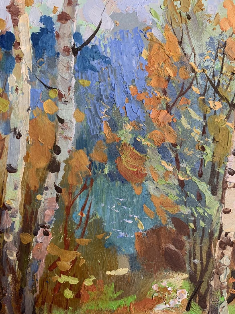 Oil painting Autumn birch grove Yuriy Suprunchuk - 7