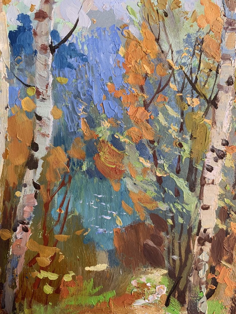 Oil painting Autumn birch grove Yuriy Suprunchuk - 8