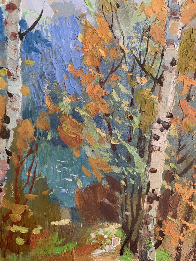 Oil painting Autumn birch grove Yuriy Suprunchuk - 9
