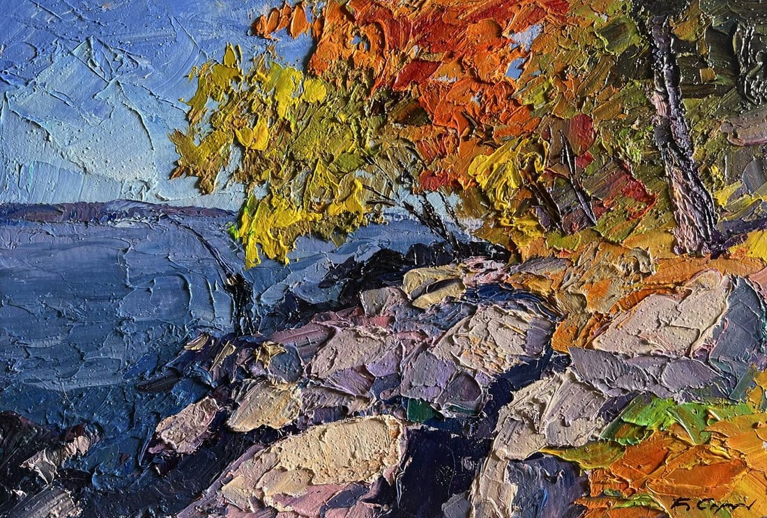 Oil painting Autumn fishing Boris Serdyuk - 3