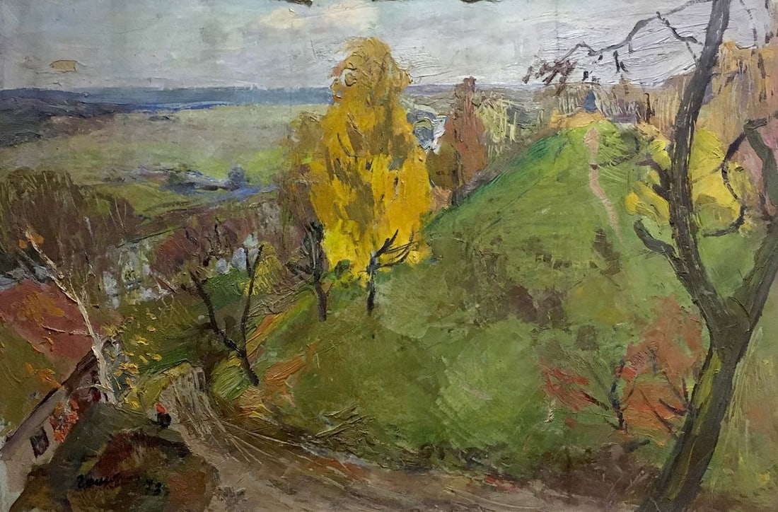 Oil painting At the hill Gantman Moses Faybovich: Title: Oil painting At the hill Gantman Moses Faybovich Description: No.Verns 142 *** ABOUT THIS PAINTING *** * TITLE: "At the hill" * ARTISTS: Gantman Moses Faybovich * SIZE: 50x74 cm/'19.68x29.13