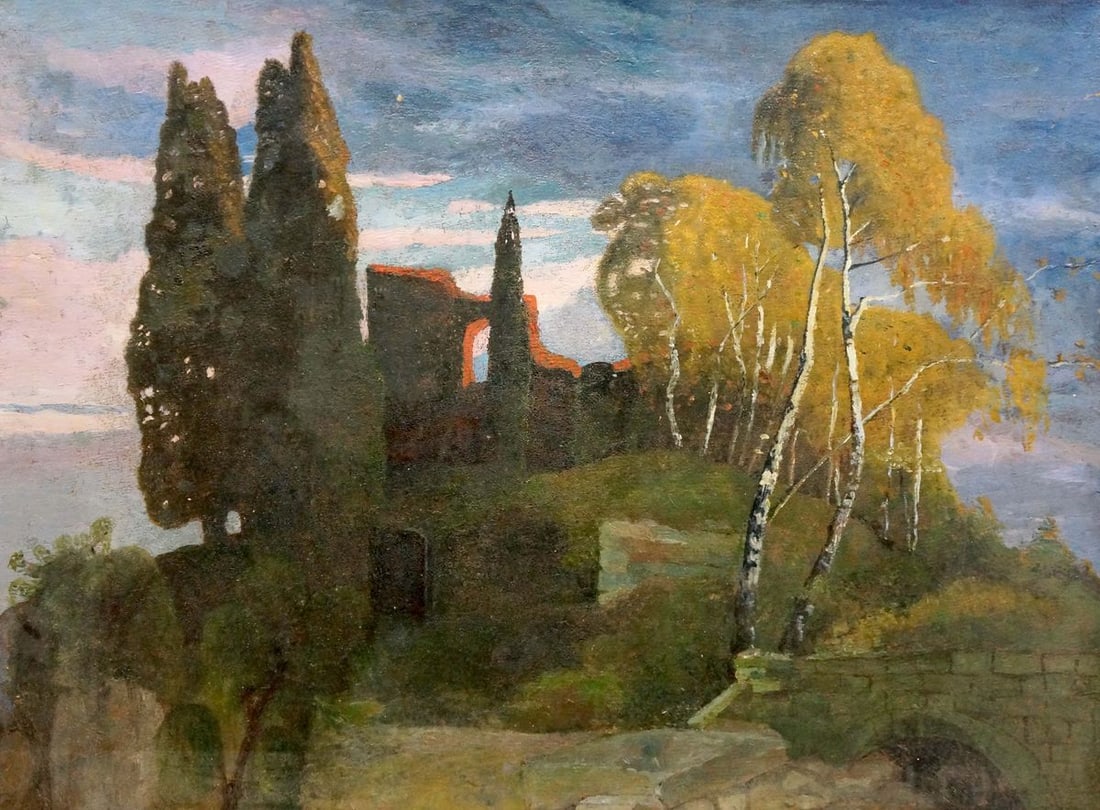 Oil painting Landscape with a palace: Title: Oil painting Landscape with a palace Description: No.Verns 285 *** ABOUT THIS PAINTING *** * TITLE: "Landscape with a palace" * ARTISTS: Unknown artist * SIZE: 48x65 cm/'18.89x25.59 inches' * M