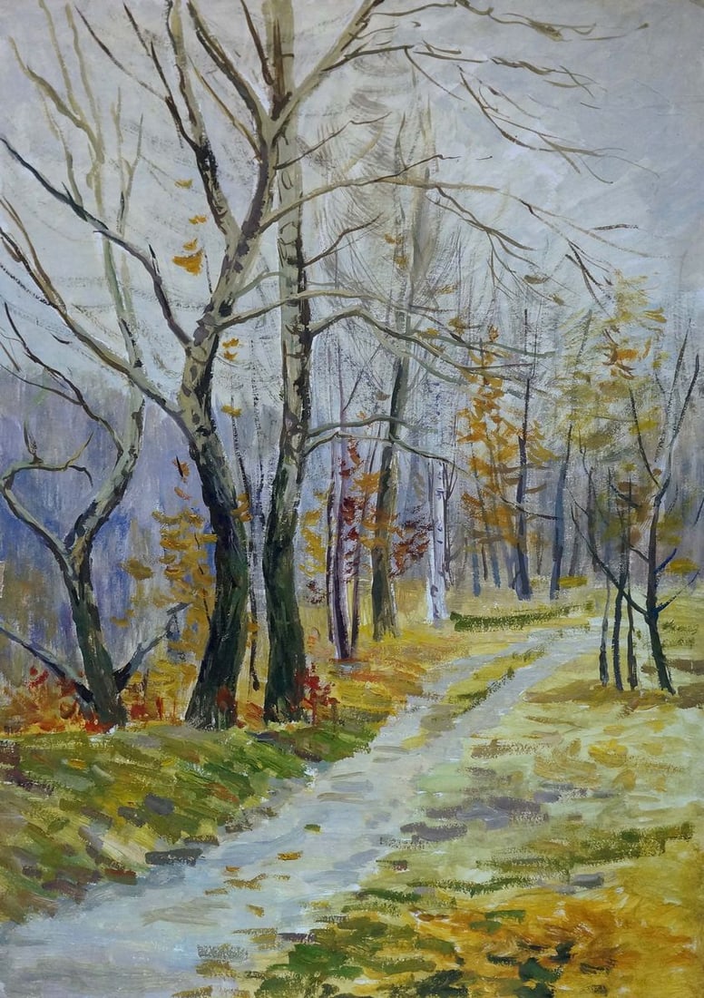 Oil painting Autumn: Title: Oil painting Autumn Description: No.Verns 461 *** ABOUT THIS PAINTING *** * TITLE: "Autumn" * ARTISTS: Unknown artist * SIZE: 70x49 cm/'27.55x19.29 inches' * MEDIUM: oil, cardboard * HAND PAINT