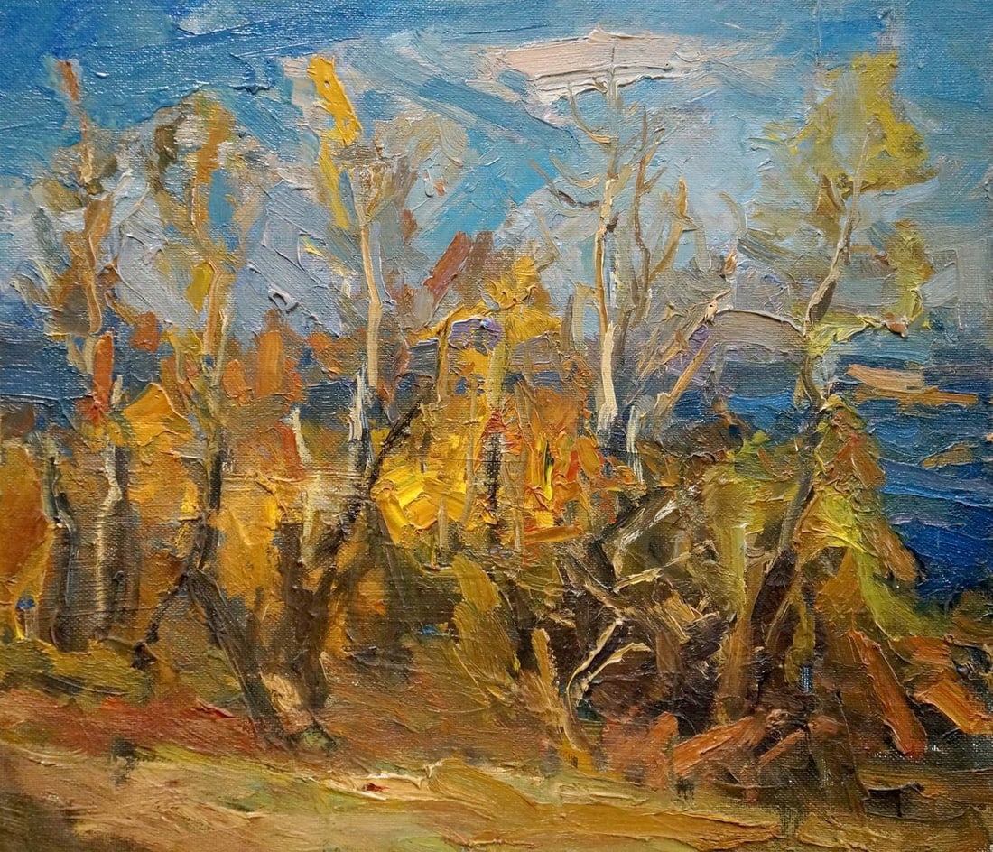 Oil painting Autumn landscape: Title: Oil painting Autumn landscape Description: No.Verns 465 *** ABOUT THIS PAINTING *** * TITLE: "Autumn landscape" * ARTISTS: Unknown artist * SIZE: 54x62 cm/'21.25x24.40 inches' * MEDIUM: oil, ca