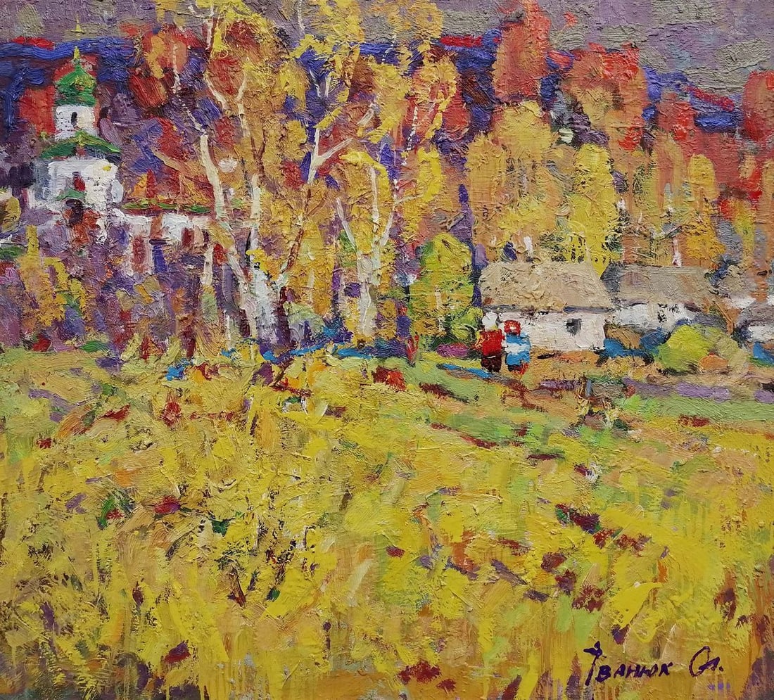 Oil painting Autumn day Kalenyuk Alex: Title: Oil painting Autumn day Kalenyuk Alex Description: No.Kalen 68 *** ABOUT THIS PAINTING *** * TITLE: "Autumn day" * ARTISTS: Kalenyuk Alex * SIZE: 110x100 cm/'43.30x39.37 inches' * MEDIUM: oil,