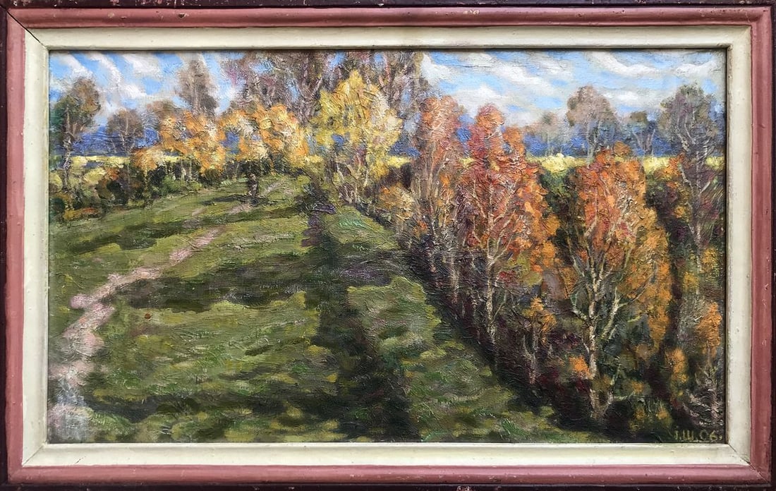 Oil painting Autumn in Sednev Shapoval Ivan Leontyevich: Title: Oil painting Autumn in Sednev Shapoval Ivan Leontyevich Description: No.AAA2963"Autumn in Sednev" is an enchanting oil painting that captures the serene beauty of nature during the transitional