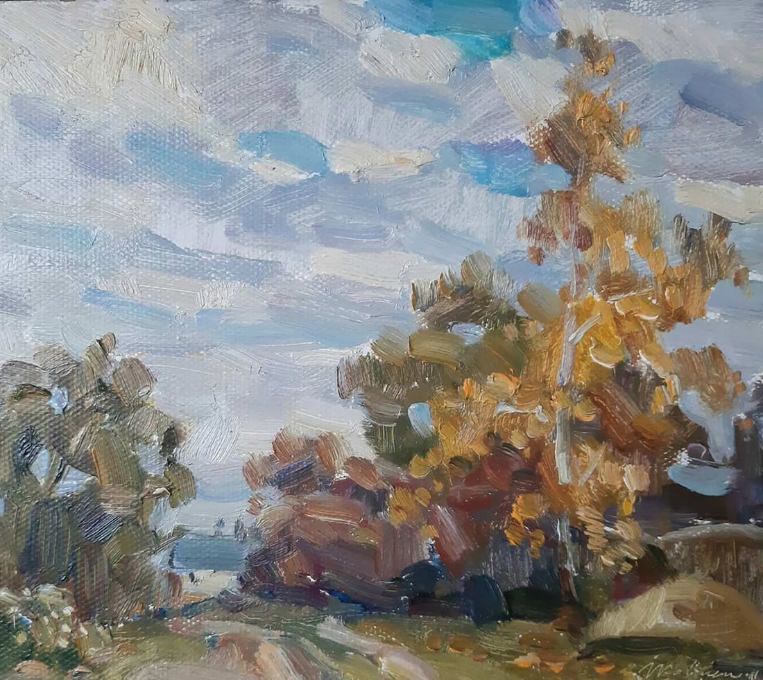 Oil painting Autumn day Kovalenko Ivan Mikhailovich: Title: Oil painting Autumn day Kovalenko Ivan Mikhailovich Description: No.Koval 118 *** ABOUT THIS PAINTING *** * TITLE: "Autumn day" * ARTISTS: Kovalenko Ivan Mikhailovich * SIZE: 25x29