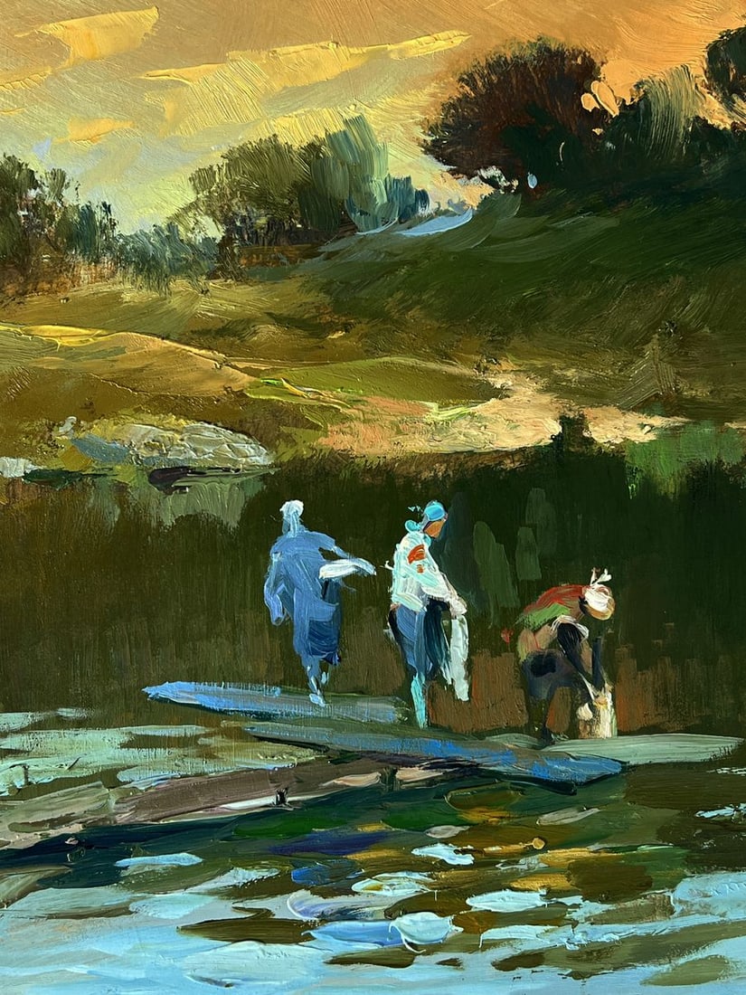 Oil painting They fill buckets at the lake Yuriy Suprunchuk - 4