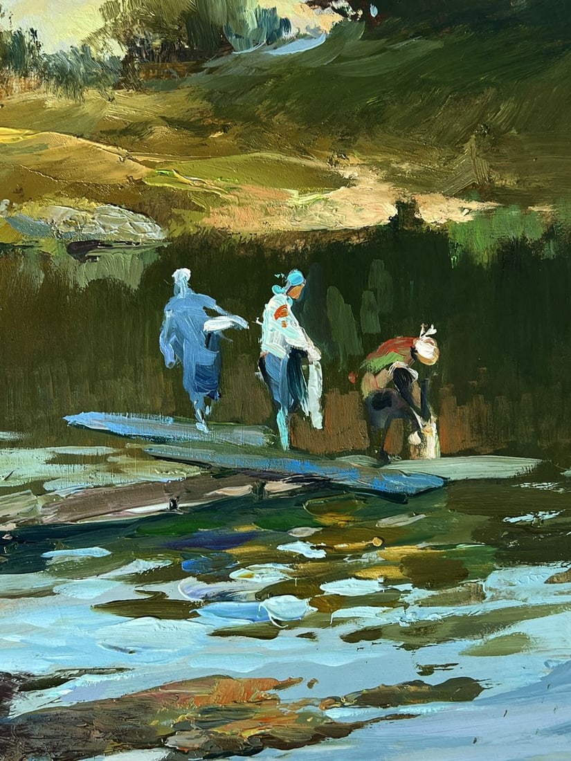 Oil painting They fill buckets at the lake Yuriy Suprunchuk - 7