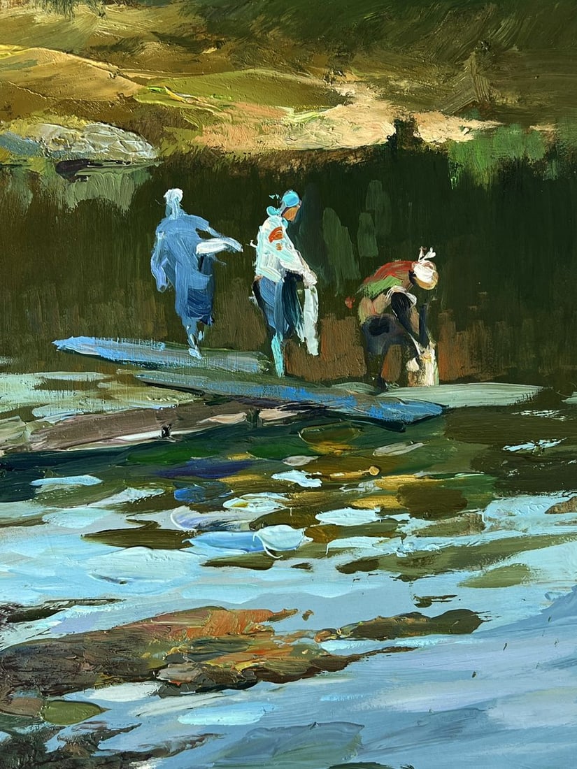 Oil painting They fill buckets at the lake Yuriy Suprunchuk - 8
