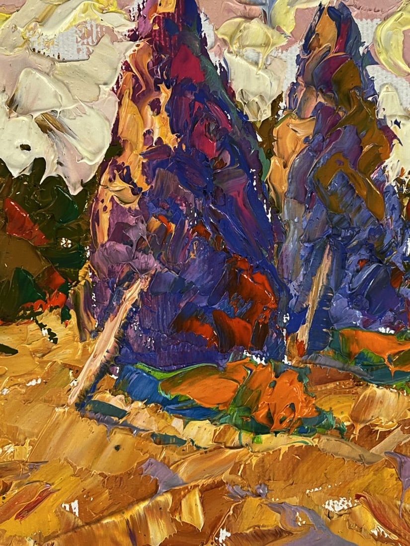 Oil painting Fresh haystacks in the field Oleksiy Ivanyuk - 5