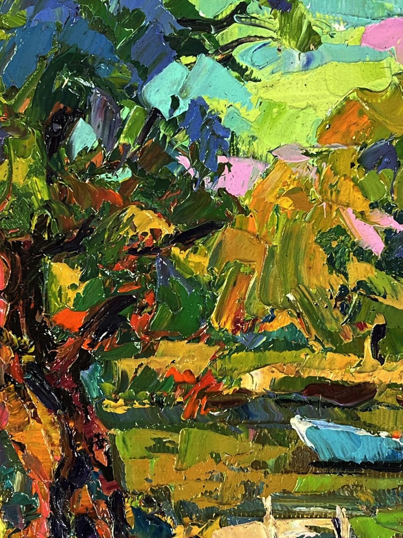 Oil painting Fishing on the river bank Oksana Ivanyuk - 6